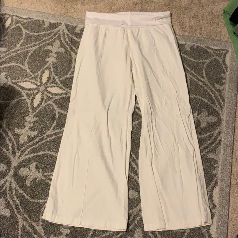 White boho linen pants